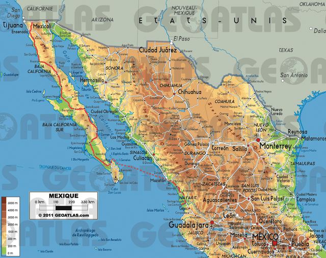 Carte : Carte Traversee La Paz Mazatlan